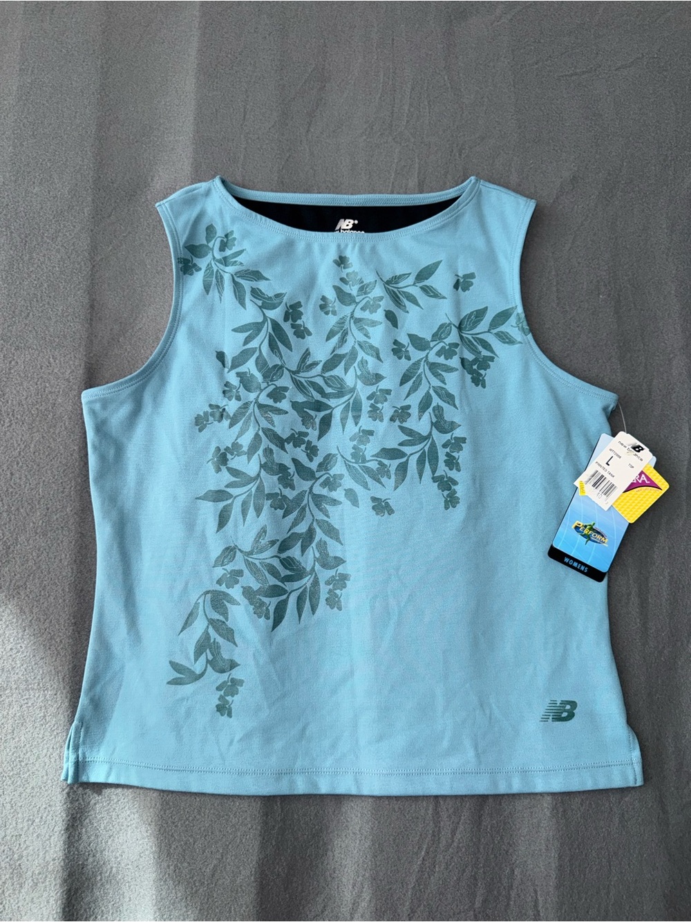 New Balance Printed Tank Floral Tank Top Blue Large